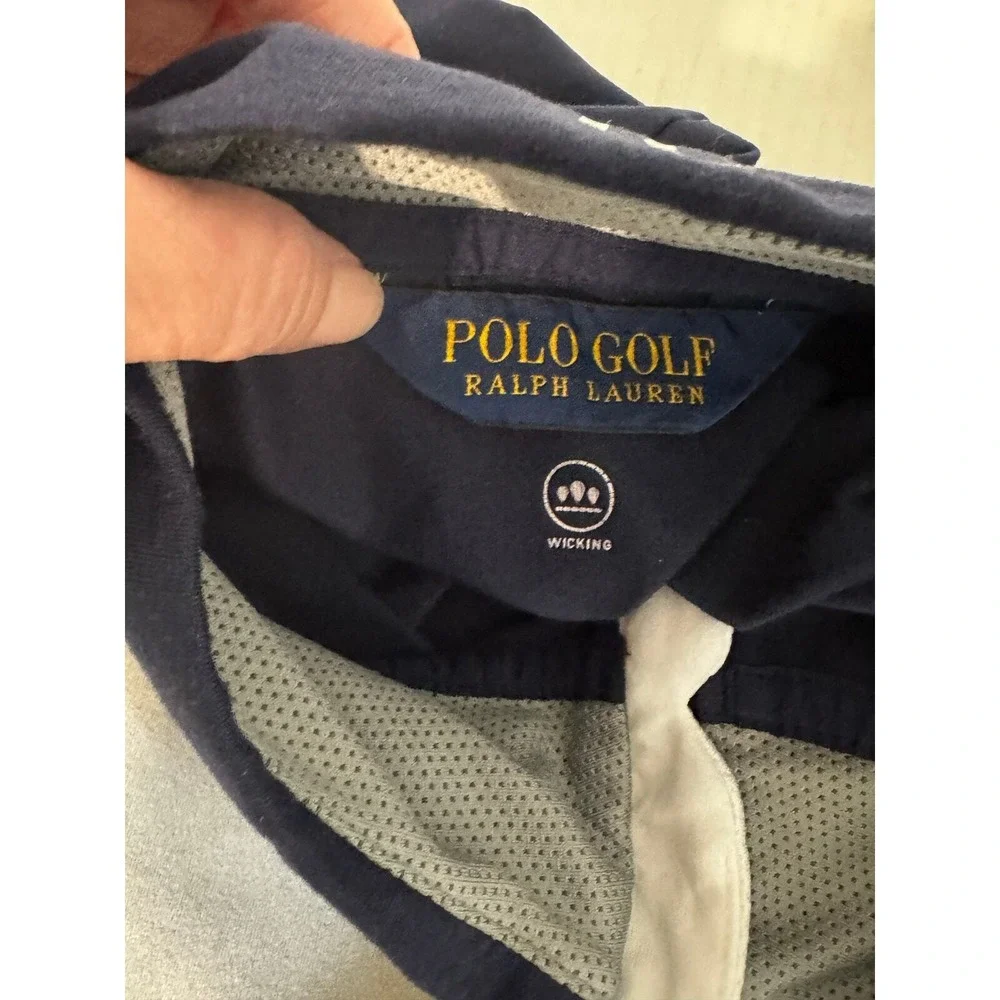 Polo Golf Ralph Lauren Quarter Zip Pullover Long Sleeve Top Navy Gray Mens Large